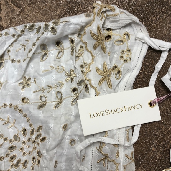 LOVESHACKFANCY Augusta velvet-trim metallic Dress - Picture 6 of 6